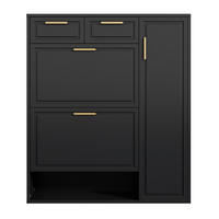 SCHUHSCHRANK 95/24/107 cm mit verstellbaren Regalen, 2 Schubladen und Klappfach, Schwarz - Schwarz, Holzwerkstoff (95/107/24cm) - Redom