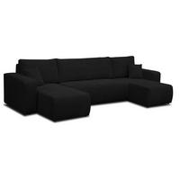 WOHNLANDSCHAFT LUNA U-FORM mit Schlaffunktion und Bettkasten (Schwarz) - Schwarz, Textil (312/83/142cm) - VENASI MÖBEL