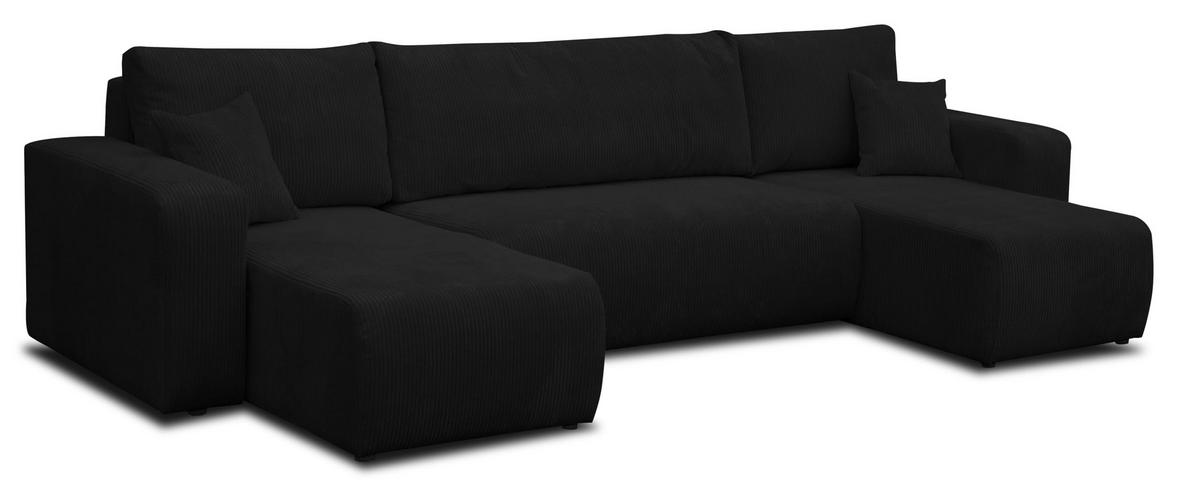 WOHNLANDSCHAFT LUNA U-FORM mit Schlaffunktion und Bettkasten (Schwarz) - Schwarz, Textil (312/83/142cm) - VENASI MÖBEL