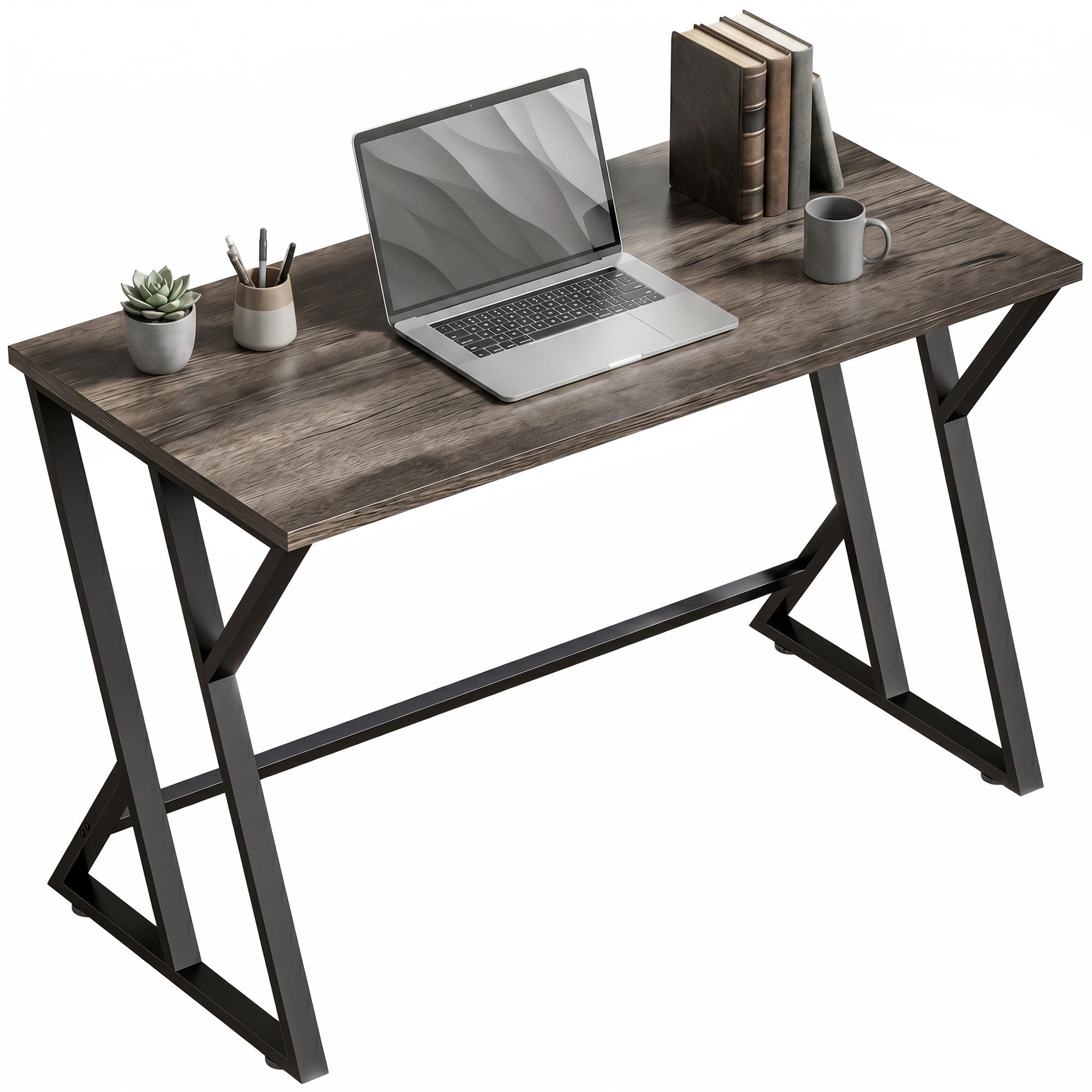 COMPUTERTISCH Grau Holzoptik mit Z-Metallgestell 120/60/76.5 cm - Grau, Holzwerkstoff (60/120/76.5cm) - PANGIVO