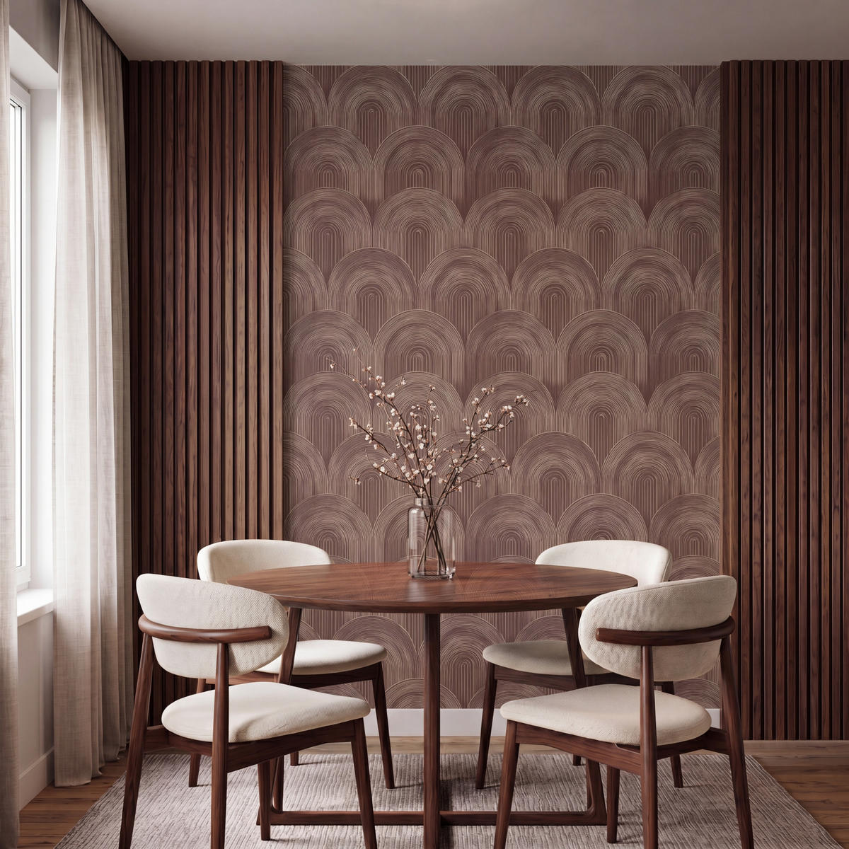 TAPETE - Rhythmic - Aufschlag - Braun - 160x240 cm - Dunkelbraun, Papier (160/240cm) - OnlyWow