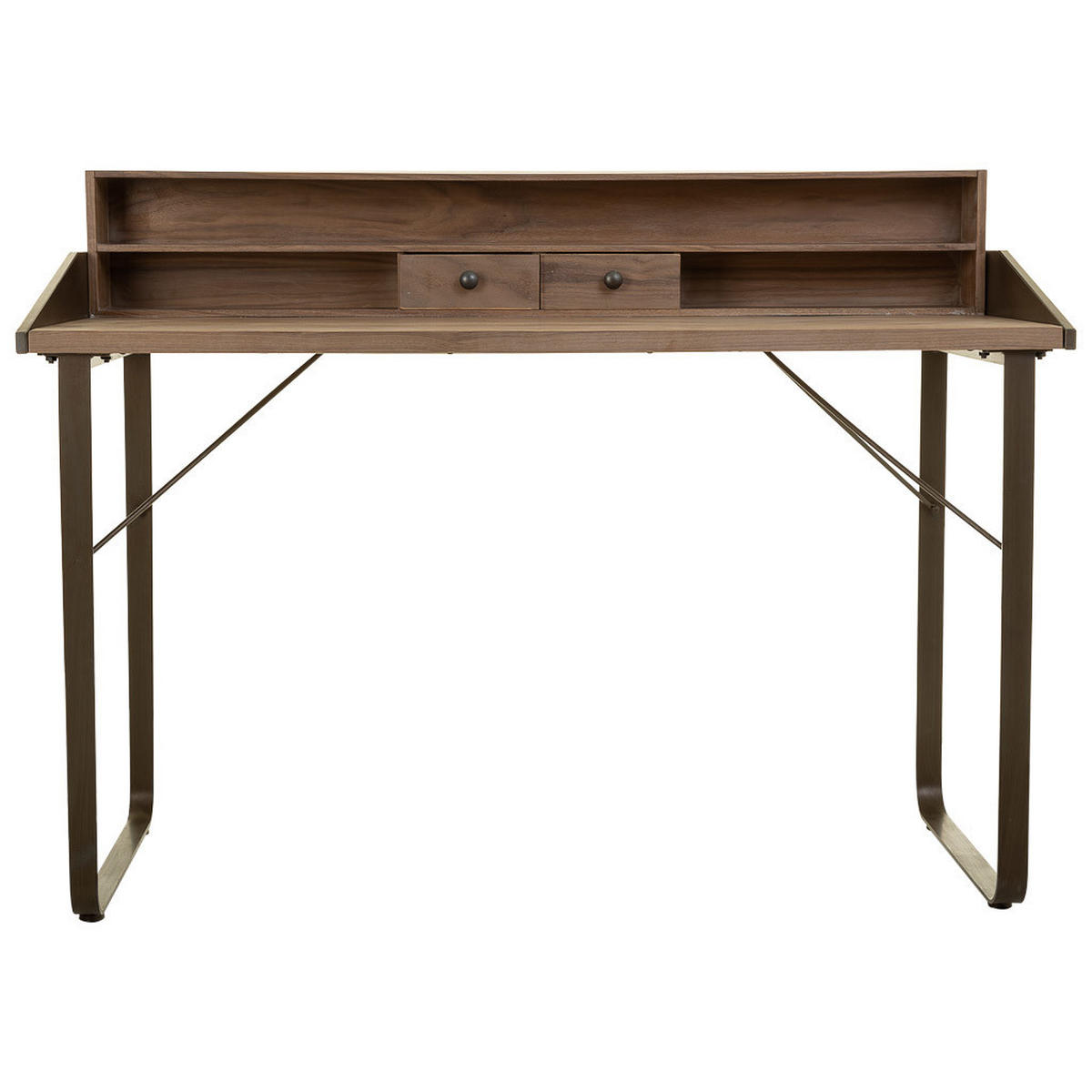 SCHREIBTISCH aus Holz und Metall 130x60x95 cm - Braun, Metall (60/130/95cm) - Wanderlust