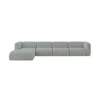 ECKSOFA Ottomane Links MIRA-L3 409x179x70 Grün Velours - Schwarz/Hellgrün, Holzwerkstoff/Kunststoff (409/179cm) - ALTDECOR