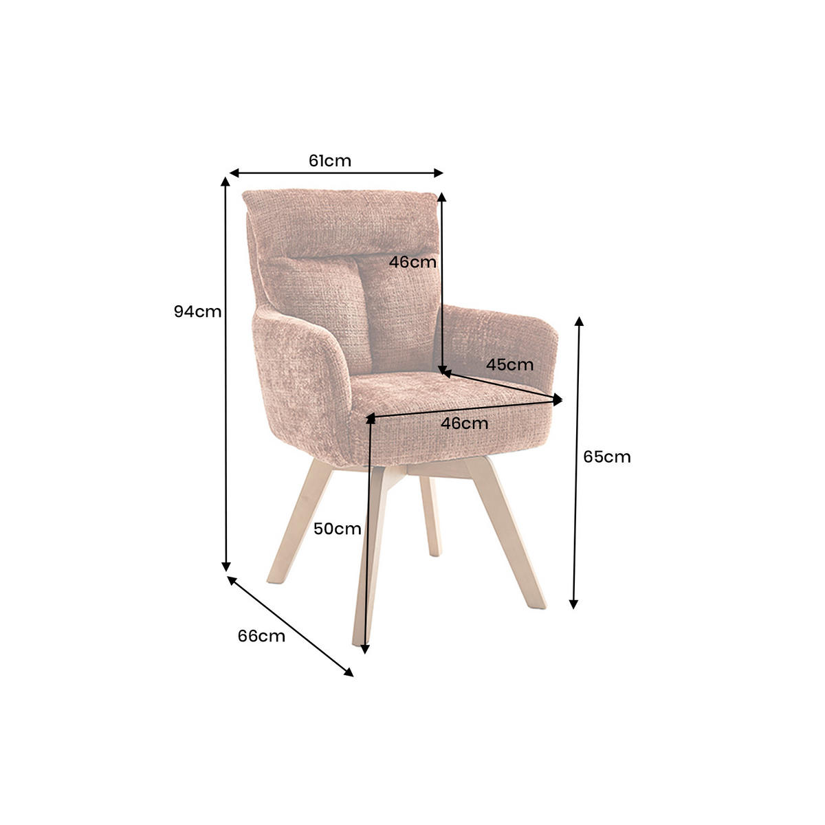 STUHL BIG GEORGE Chenille Braun 94 cm - Buchefarben/Braun, Holz/Textil (61/94/66cm) - riess-ambiente