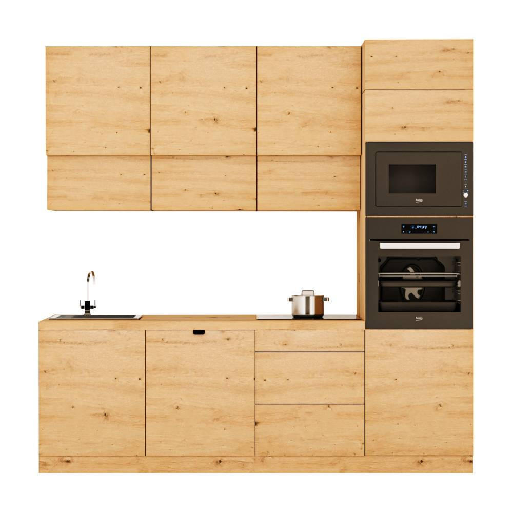 KÜCHENZEILE 240 cm - Langen KL27-M240 - in Artisan Eiche - Eiche Artisan, Holz (240/248/58cm)