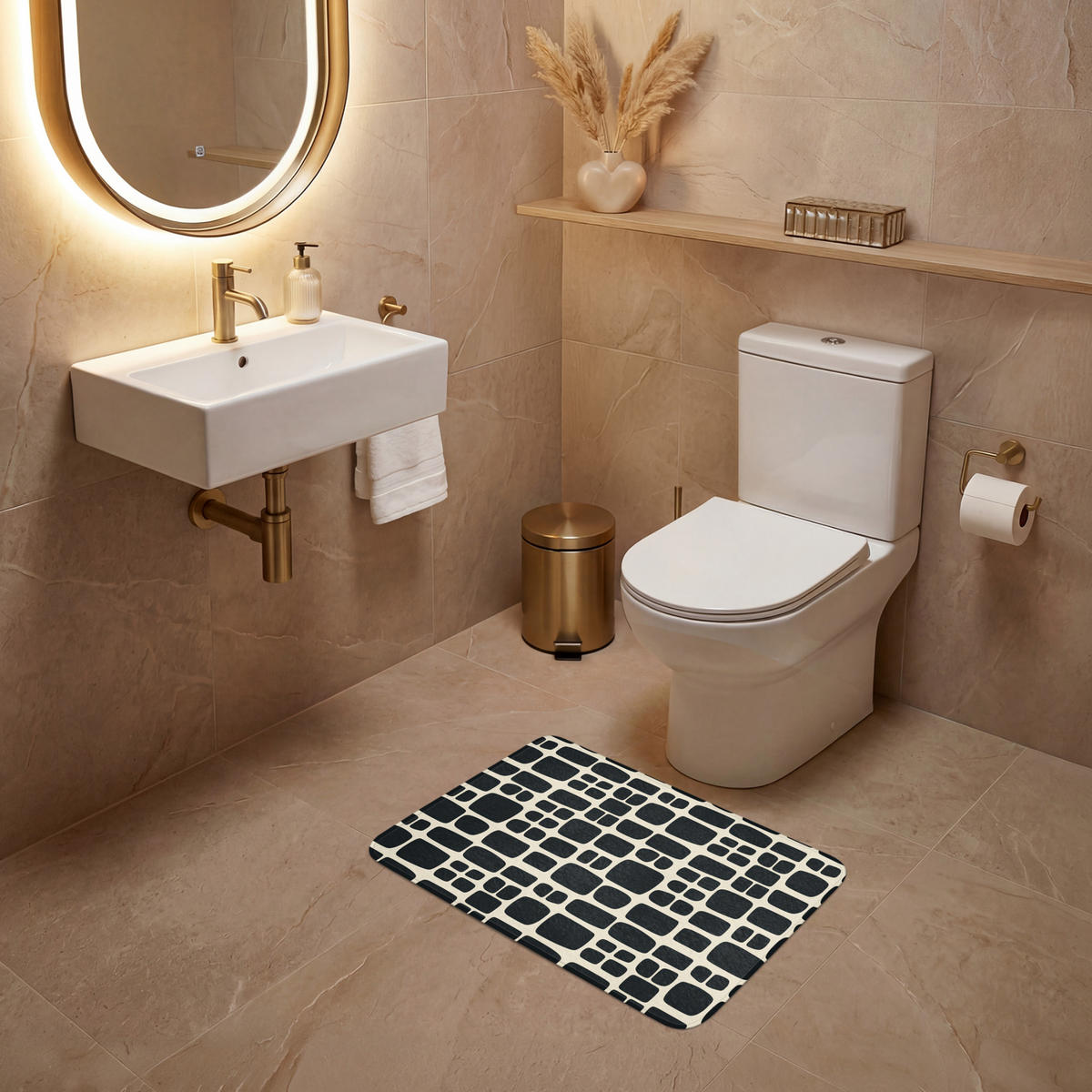 WC PŘEDLOŽKA Moderní - organické - černé 60x40 cm - antracitová, textil/plast (60/1cm) - OnlyWow