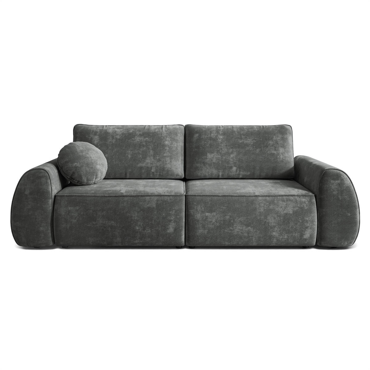 BETTSOFA ZEFEO Grau Chenille-Stoff mit Schlaffunktion - Grau, Textil (264/96/106cm) - MASSENO
