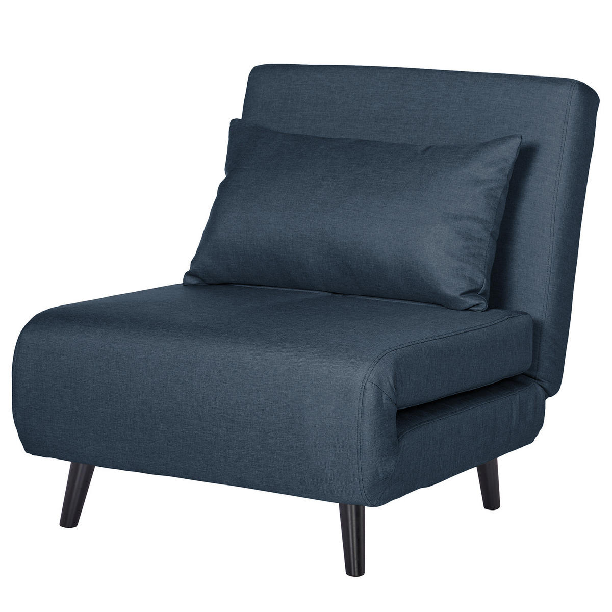 SCHLAFSESSEL - Textil / Teilmassivholz - Blau/Schwarz, Holz/Buchenholz (77/81/90cm) - home24