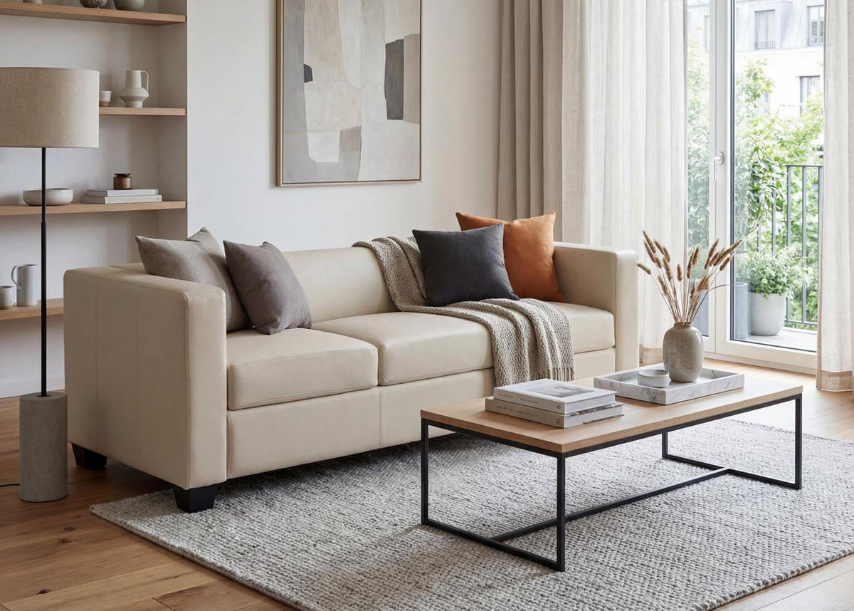 3ER SOFA Beige - Beige/Creme, Textil (191/70/75cm) - MCW