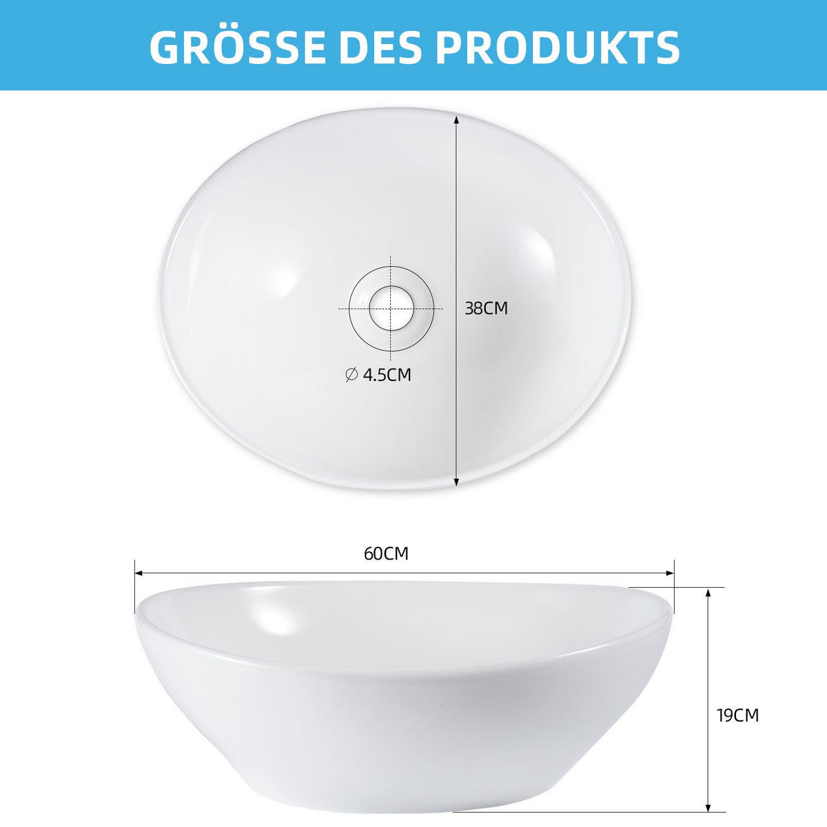 WASCHBECKEN Barsinghausen II 41/33/14.5cm - Weiß, Keramik (33/14.5/41cm) - Nettlife