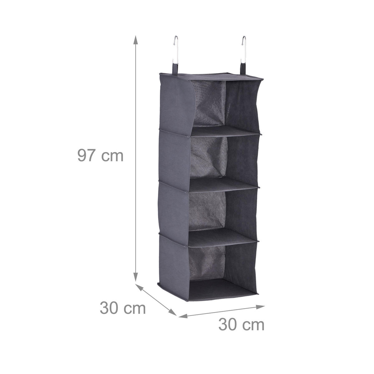 ZÁVESNÝ regál do skrine - sivá, kompozitné drevo/textil (30cm) - Relaxdays