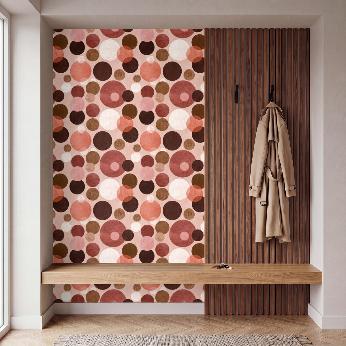 TAPETE - Kreise - Modern - Farbenfroh - 120x200 cm - Multicolor, Papier (120/200cm) - OnlyWow