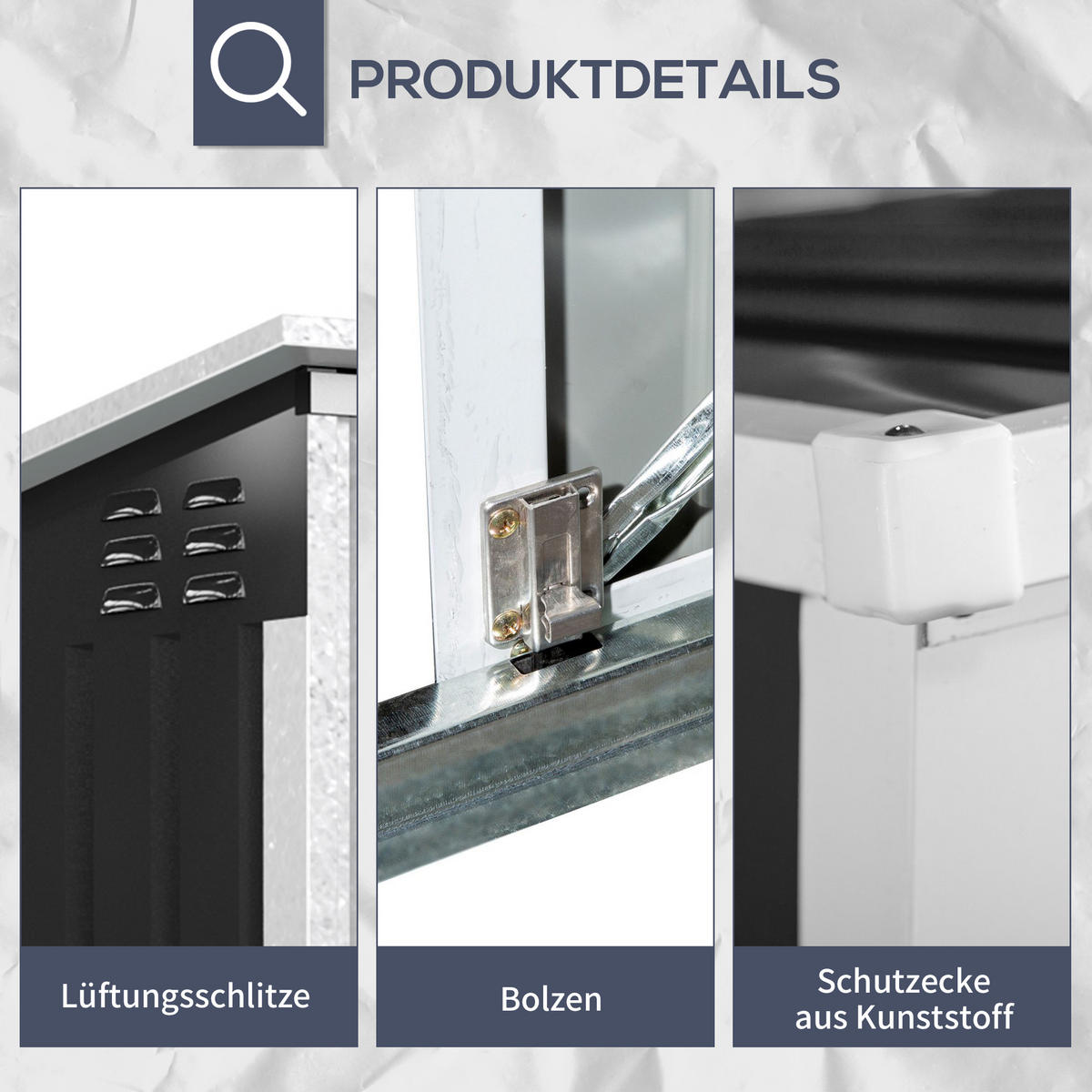 MÜLLTONNENBOX, abschließbar, für 2 Mülltonnen, Stahl, Schwarz - Schwarz, Metall (104.5/128.5/178.5cm) - Outsunny