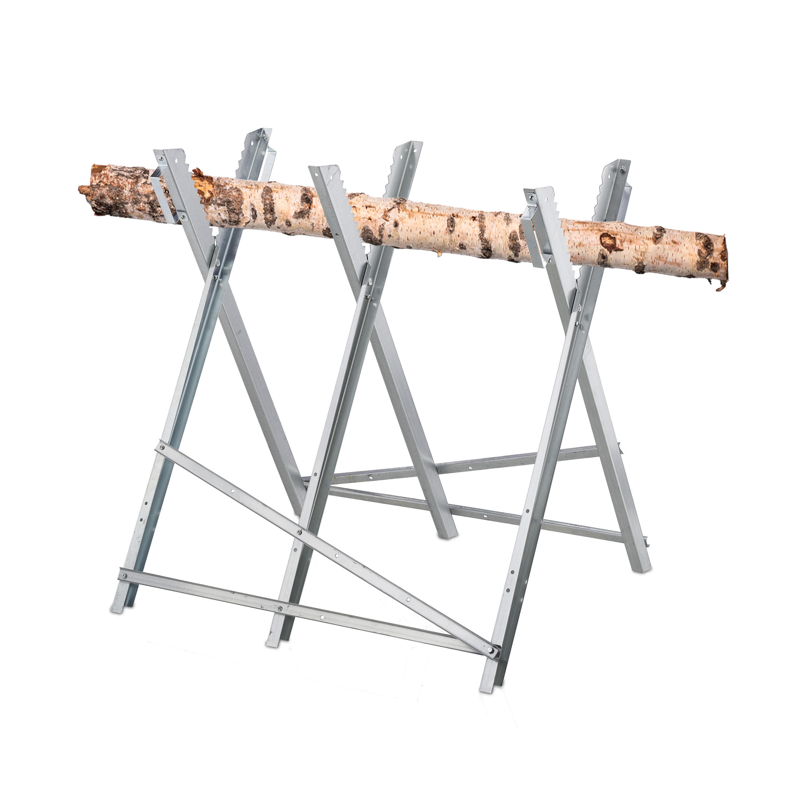 SÄGEBOCK - Silberfarben, Metall (82/80/80cm) - Relaxdays