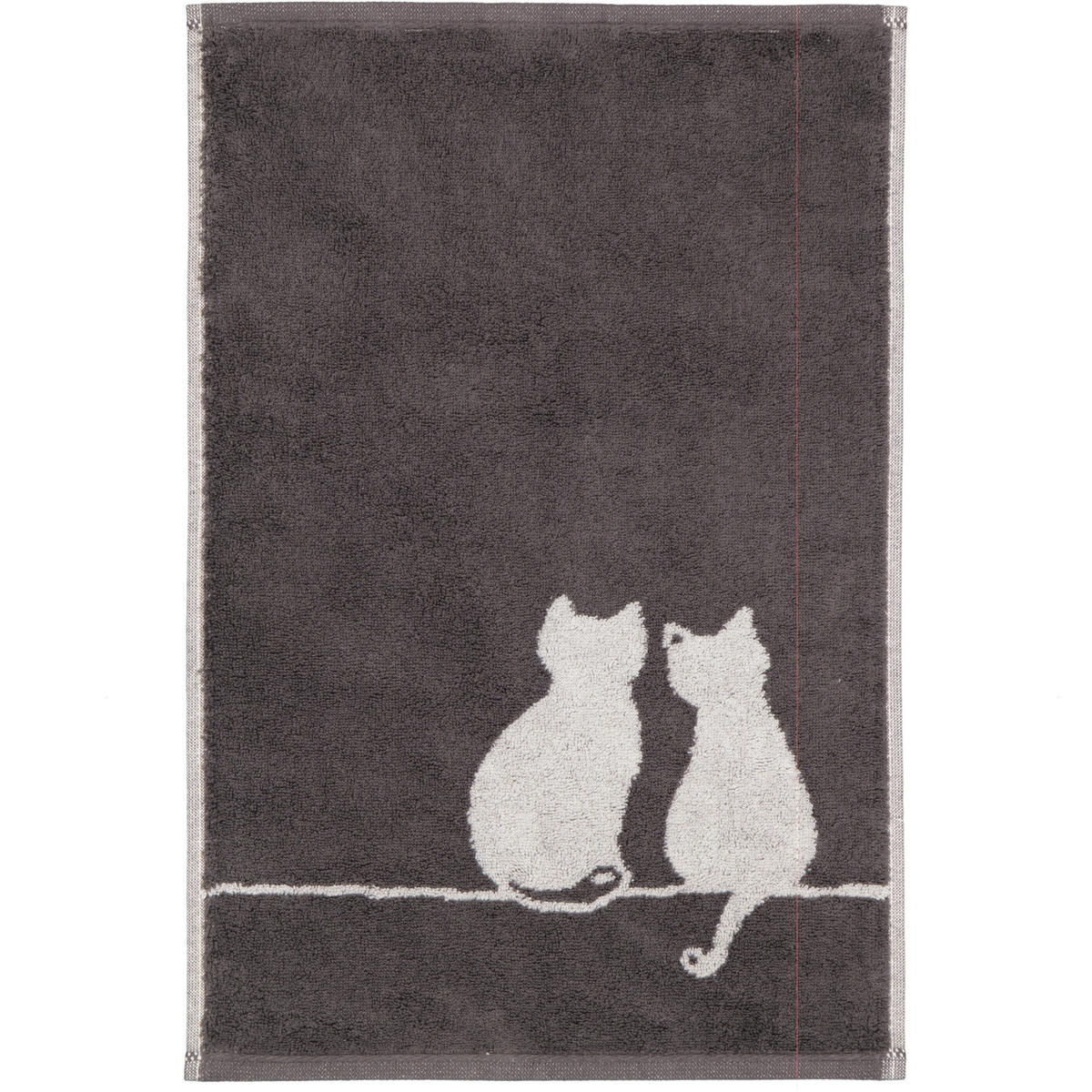 GÄSTETUCH CUTE CATS EDITION YOU & ME 6263 BASALT/PLATIN - 77 - Grau, Textil (30/50cm) - Cawoe