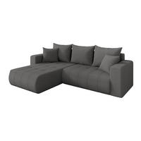 ROHOVÁ SEDAČKA s funkcí spaní, otoman vlevo MILA-L 277x194x86 šedá bouclé - šedá/černá, kompozitní dřevo/textil (277/194cm) - ALTDECOR
