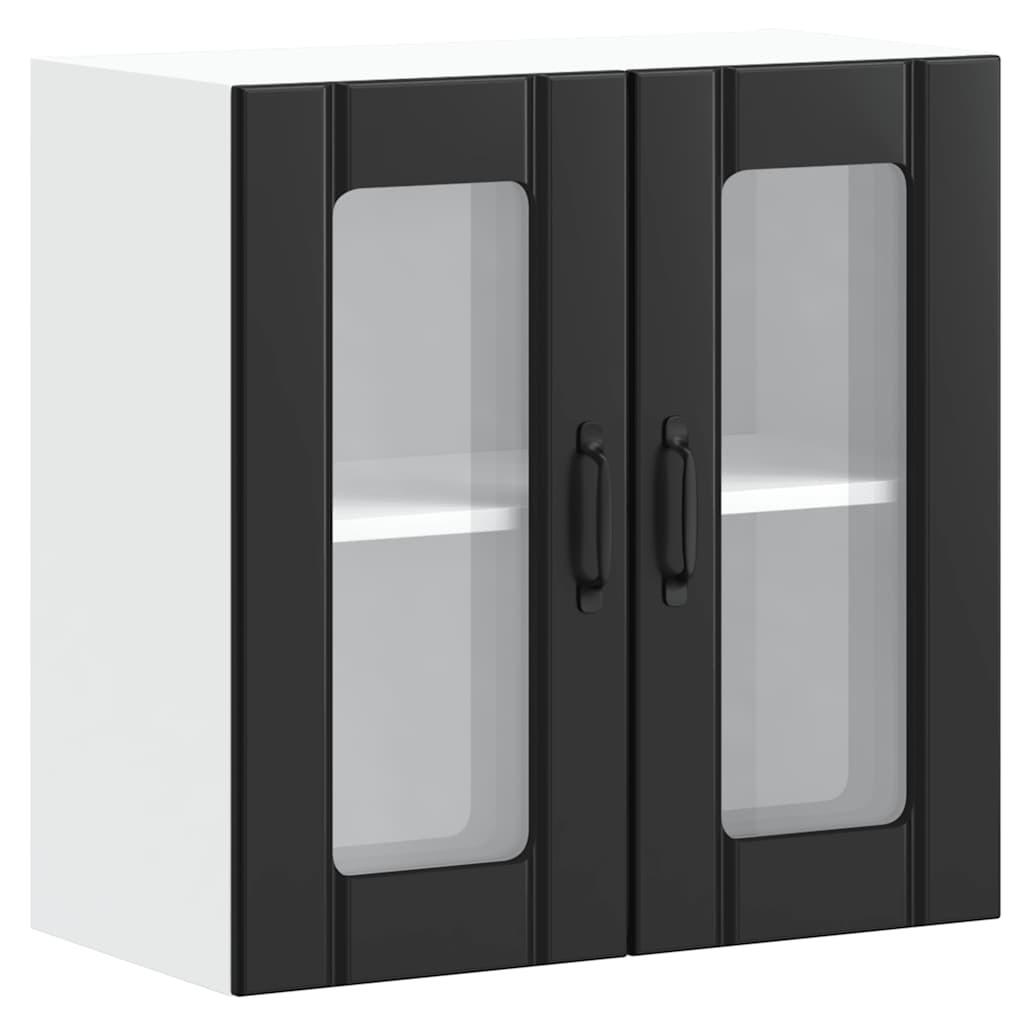 KÜCHEN-HÄNGESCHRANK Mit Glastür Schwarz Holzwerkstoff - Schwarz, Holzwerkstoff (31/60/60cm) - vidaXL