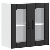 KÜCHEN-HÄNGESCHRANK Mit Glastür Schwarz Holzwerkstoff - Schwarz, Holzwerkstoff (31/60/60cm) - vidaXL