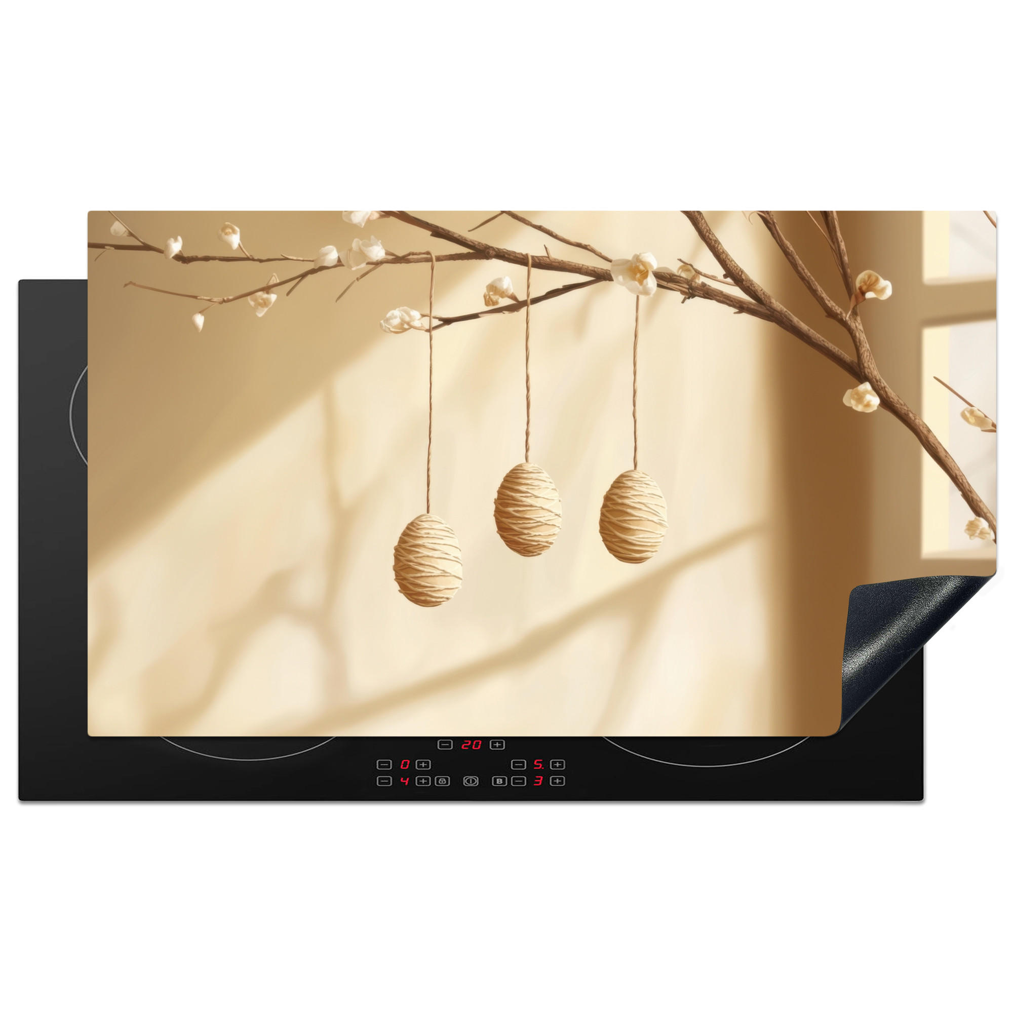 HERDABDECKPLATTE Beige - Osterkuchen - Eier Induktionsschutz 91.6x52.7 cm - Beige, Kunststoff (91.6/52.7/0.2cm) - MuchoWow