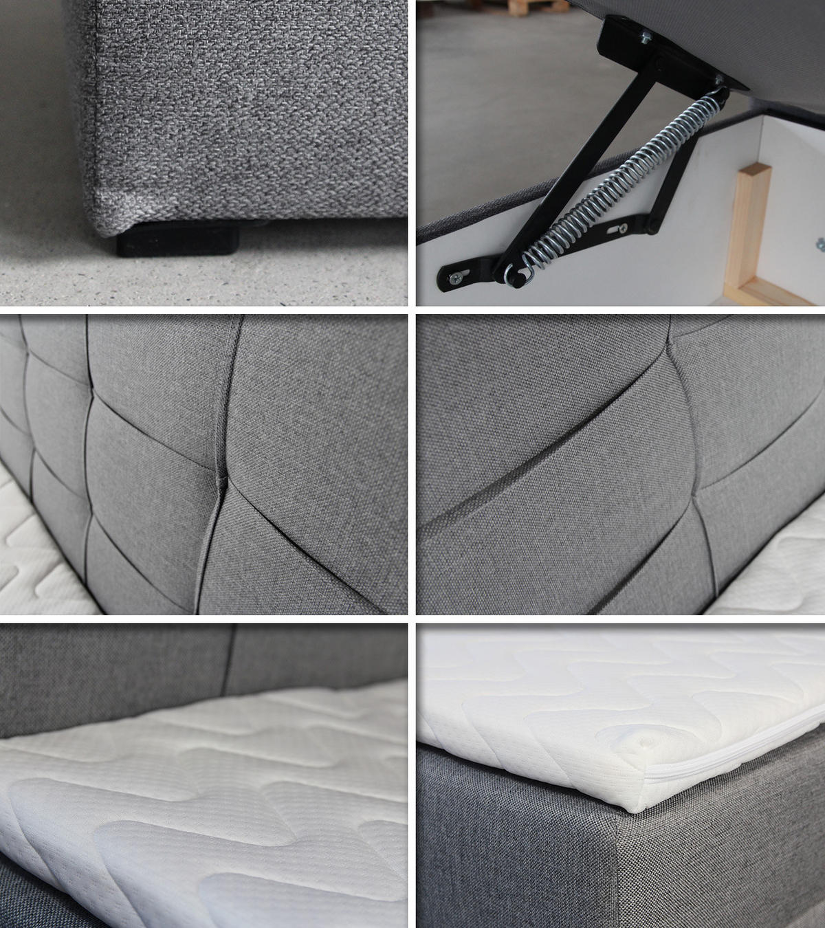 BOXBETT Best Mini - 120x200 - grau (Inari 91, Webstoff) - Schwarz/Grau, Holz/Holzwerkstoff (120/200cm) - Sofnet