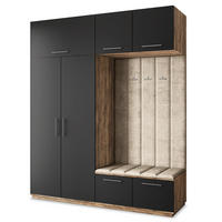 GARDEROBENSCHRANK REMA 200/240/60 cm Modern Eichefarben - Eichefarben/Schwarz, Holzwerkstoff (200/240/60cm) - MASSENO