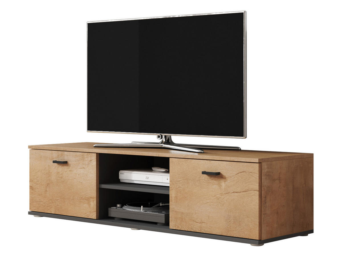 TV-LOWBOARD 140 Soho S04 - Eichefarben/Schwarz, Holzwerkstoff/Kunststoff (140/37/43cm) - MIRJAN24