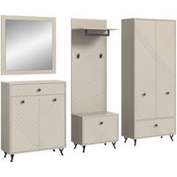 GARDEROBEN-SET NOTES 5-tlg. (B/H/T: ca. 250/190/35 cm) in sandbeige/sandbeige matt - Sandfarben, Holzwerkstoff (250/190/35cm)