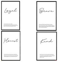 POSTER Set mit 4 Englisch ‚Mein Junge‘ von Wörtern mit Definitionen A3 Schwarzer Rahmen - Schwarz, Papier (29.7/3cm) - Nacnic