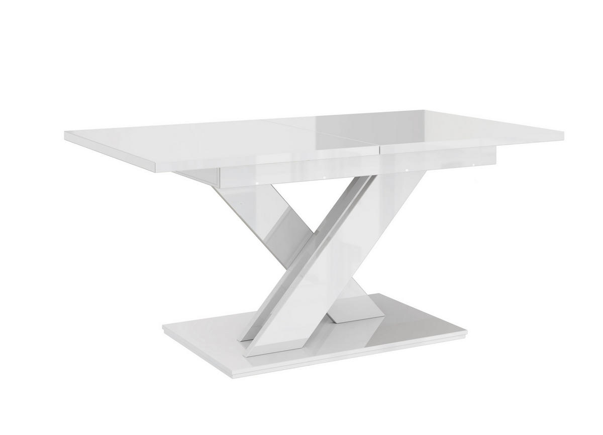 ESSTISCH rechteckig Weiß Hochglanz ausziehbar - Weiß Hochglanz, Holzwerkstoff (80/140/75cm) - designimpex