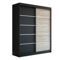 SCHWEBETÜRENSCHRANK 180 CM TREND Farbe: Schwarz , schwarz , sonoma - Schwarz/Braun, Holzwerkstoff (180/215/59.5cm) - A&J MöbelLand