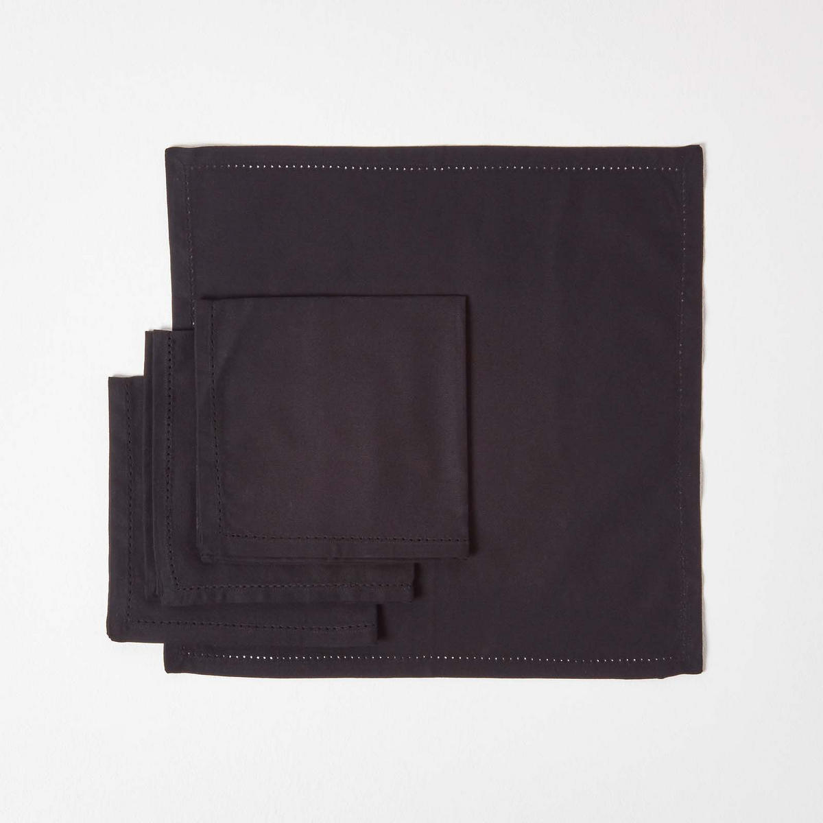 STOFFSERVIETTEN 4er-Set schwarz 45/45 cm, 100% Baumwolle - Schwarz, Textil (45/45cm) - Homescapes