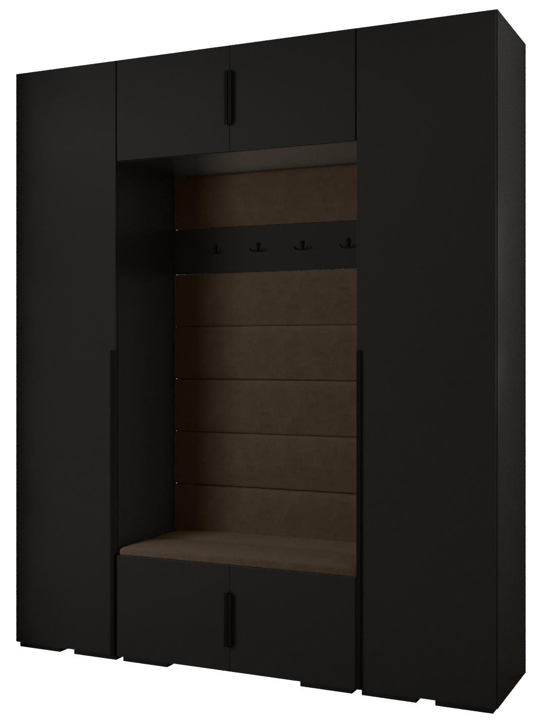GARDEROBEN-SET 236,7/200/47 - Schwarz/Braun, Holz/Kunststoff (200/236.7/47cm) - Abiks Möbel