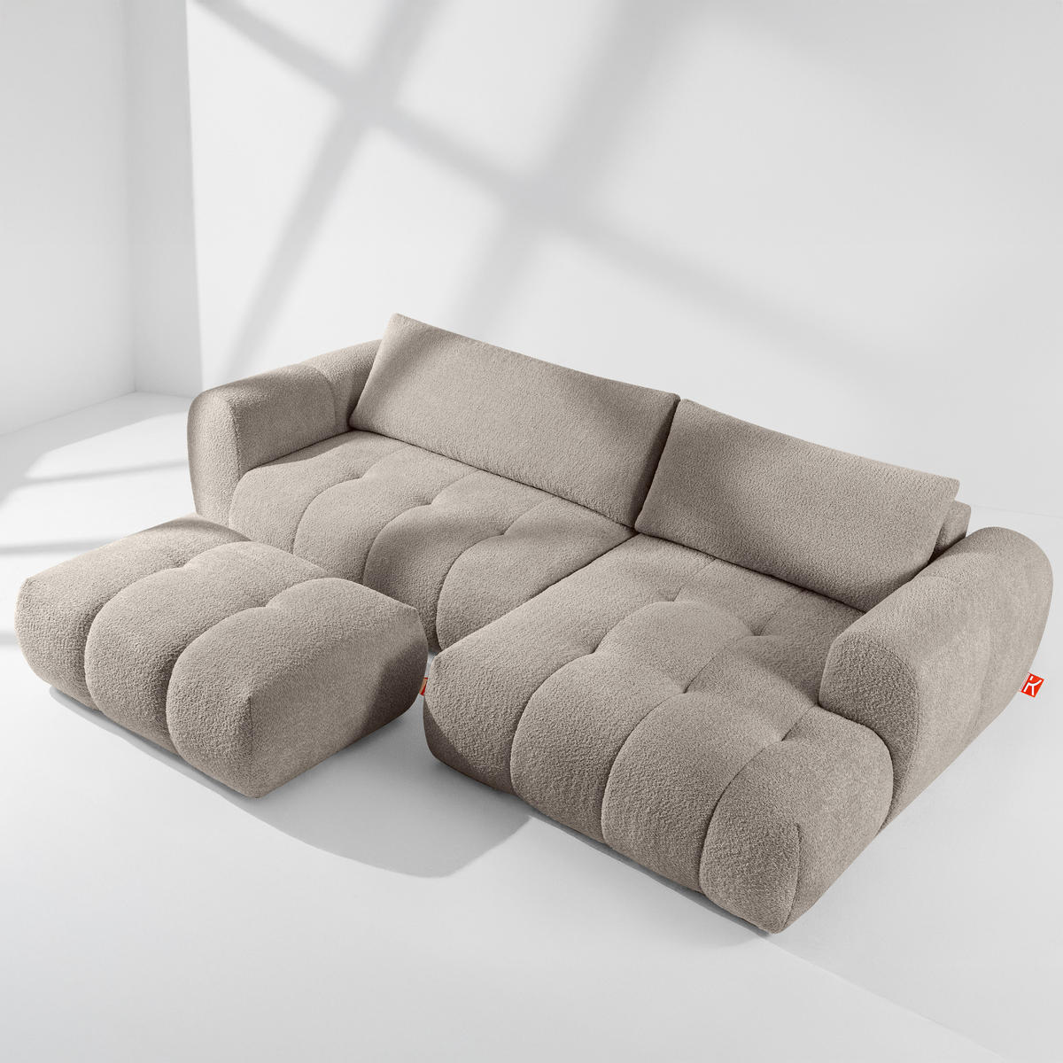 ECKSOFA RECHTS LIRA, Grau, Bouclé - Grau, Holz/Holzwerkstoff (295/112cm) - KONSIMO®