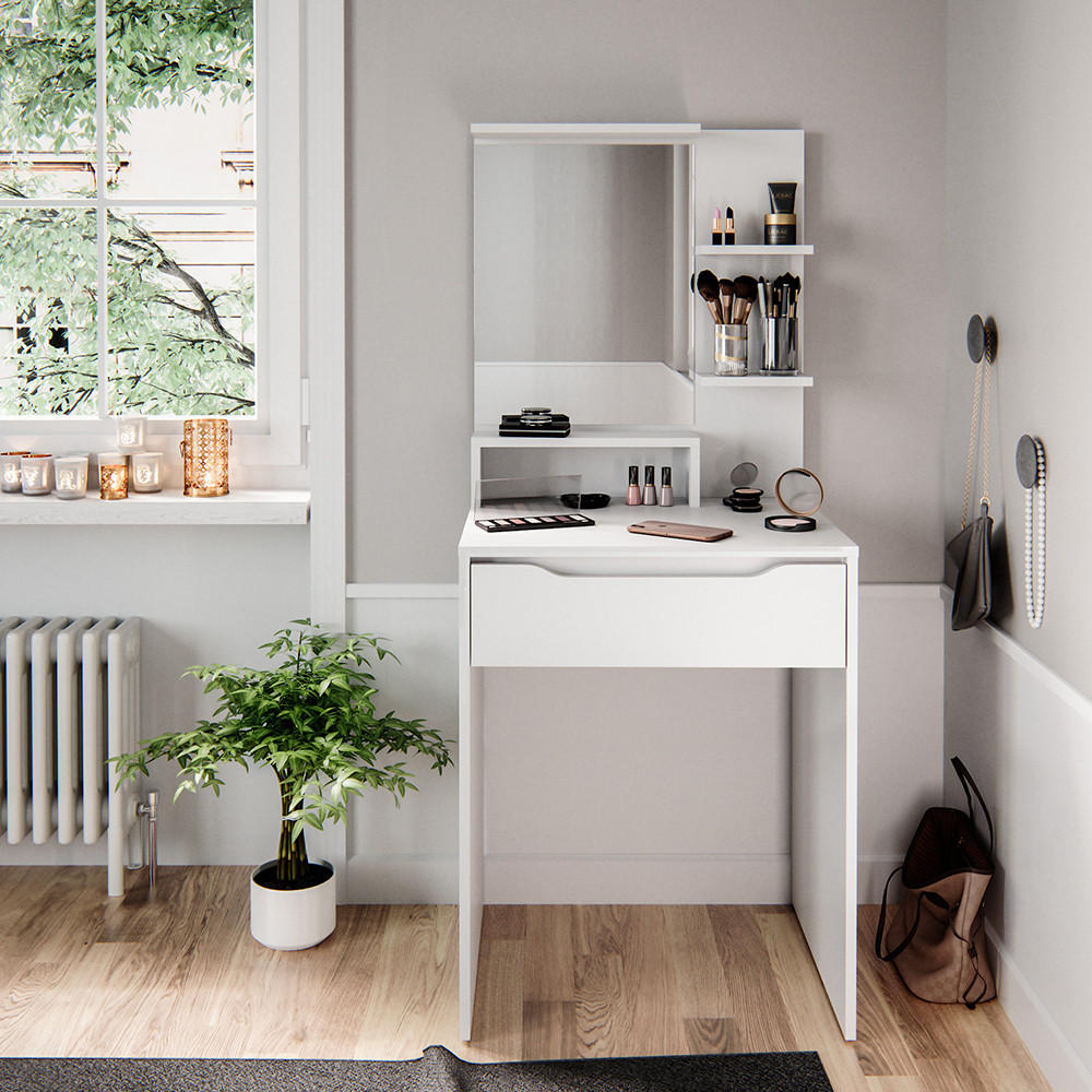 SCHMINKTISCH Ruben Weiß 60 cm - Weiß, Holzwerkstoff (60/142.7/48cm) - Vicco
