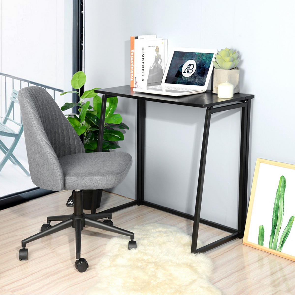 KLAPPTISCH als Schreibtisch und Computertisch, Schwarz - Schwarz, Metall (41.5/78/74cm) - Meubles Cosy