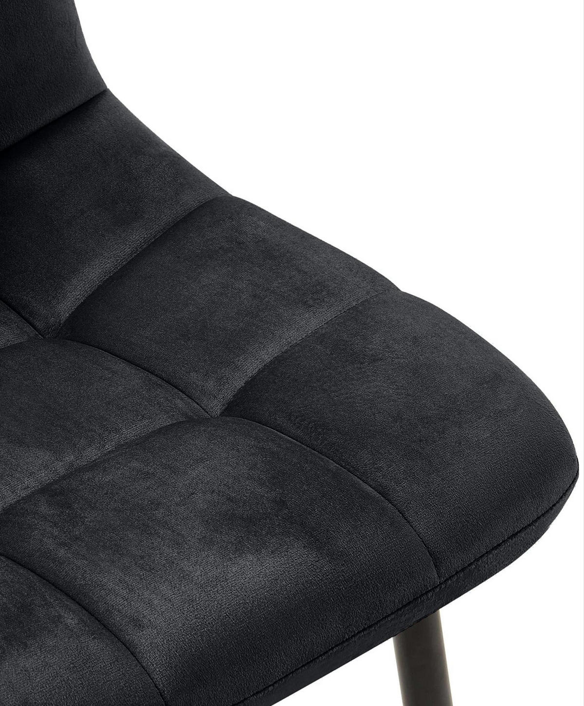 STUHL Samt Schwarz - Schwarz, Textil/Metall (45/84/55cm) - CLP