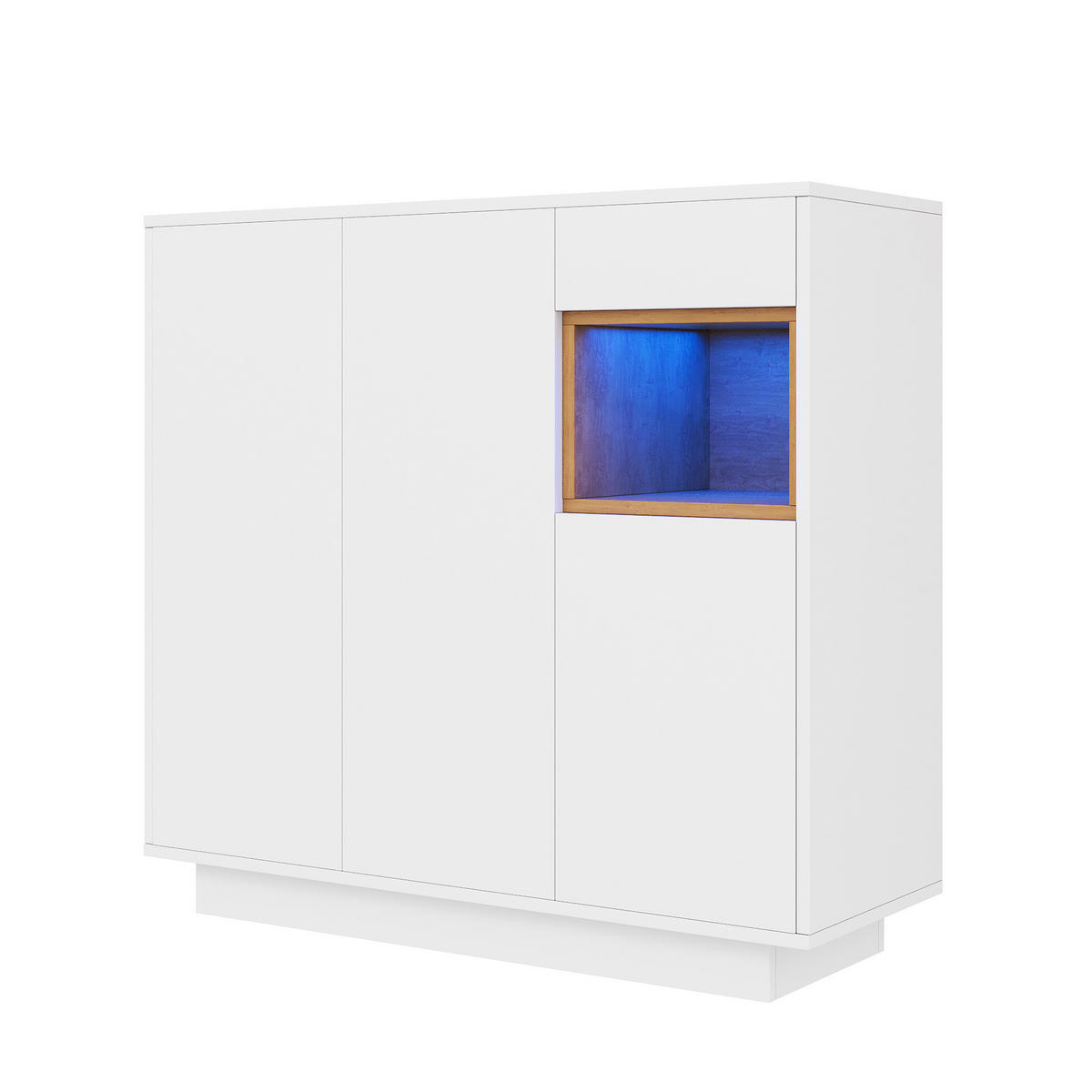 SCHUHSCHRANK 105/39,5/100,5 cm Weiß/Natur aus Spanplatte mit LED - Naturfarben, Holzwerkstoff (105/100/39cm) - OKWISH