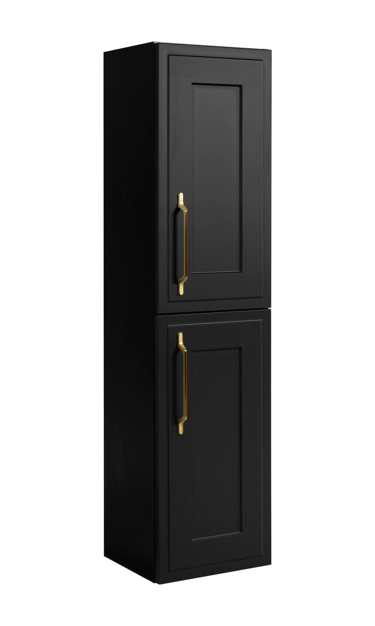 BADEZIMMERSCHRANK, schwarz, 35 x 136 x 27 cm, Griff gold - Goldfarben/Schwarz, Holzwerkstoff/Metall (35/136/27cm) - 3XE LIVING