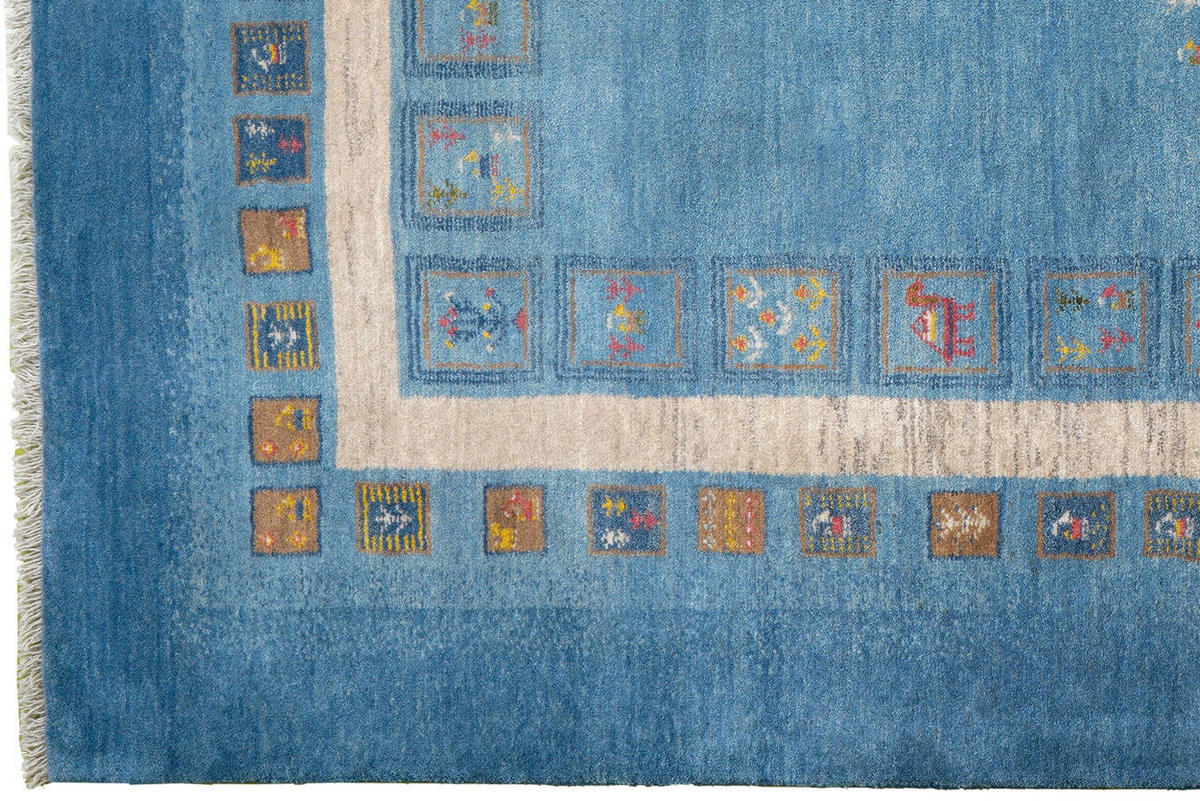 TEPPICH Rizbaf Blau 247/169 cm Schurwolle - Blau, Textil (169/247cm) - Looma