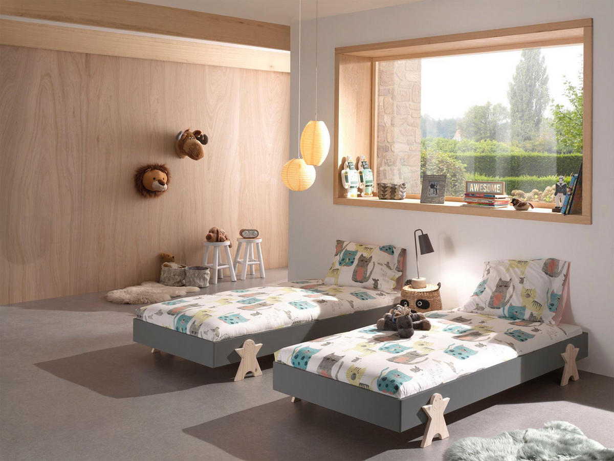 STAPELBETT (2er Set) Karlene 204x48x94 aus MDF in Grau - Grau, Holzwerkstoff (90/200cm) - 58aufmkessel