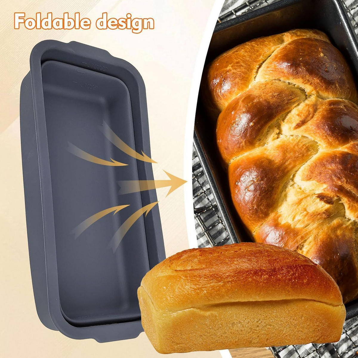 BROTBACKFORM mit Deckel Silikon 3500ml - Grau, Kunststoff (14.5/11.5/32cm)