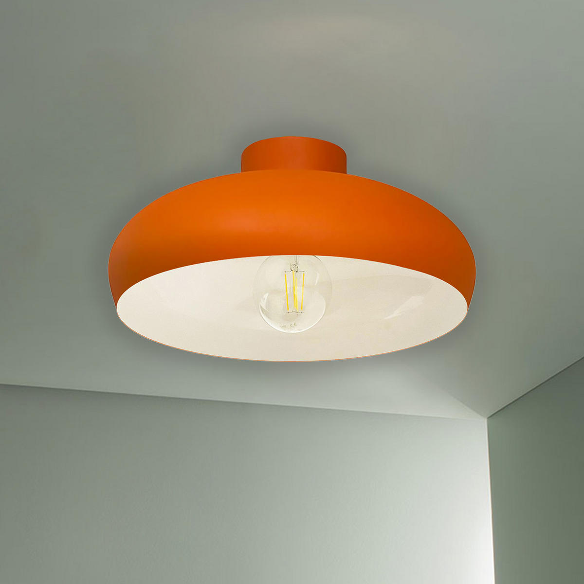 DECKENLEUCHTE Androa Lampe - Orange, Metall (40/40/20cm) - Bamyum