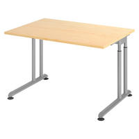 SCHREIBTISCH Serie-Z 80/120/74 cm in Ahornfarben/Silberfarben - Silberfarben/Ahornfarben, Holzwerkstoff (80/120/74cm) - bümö