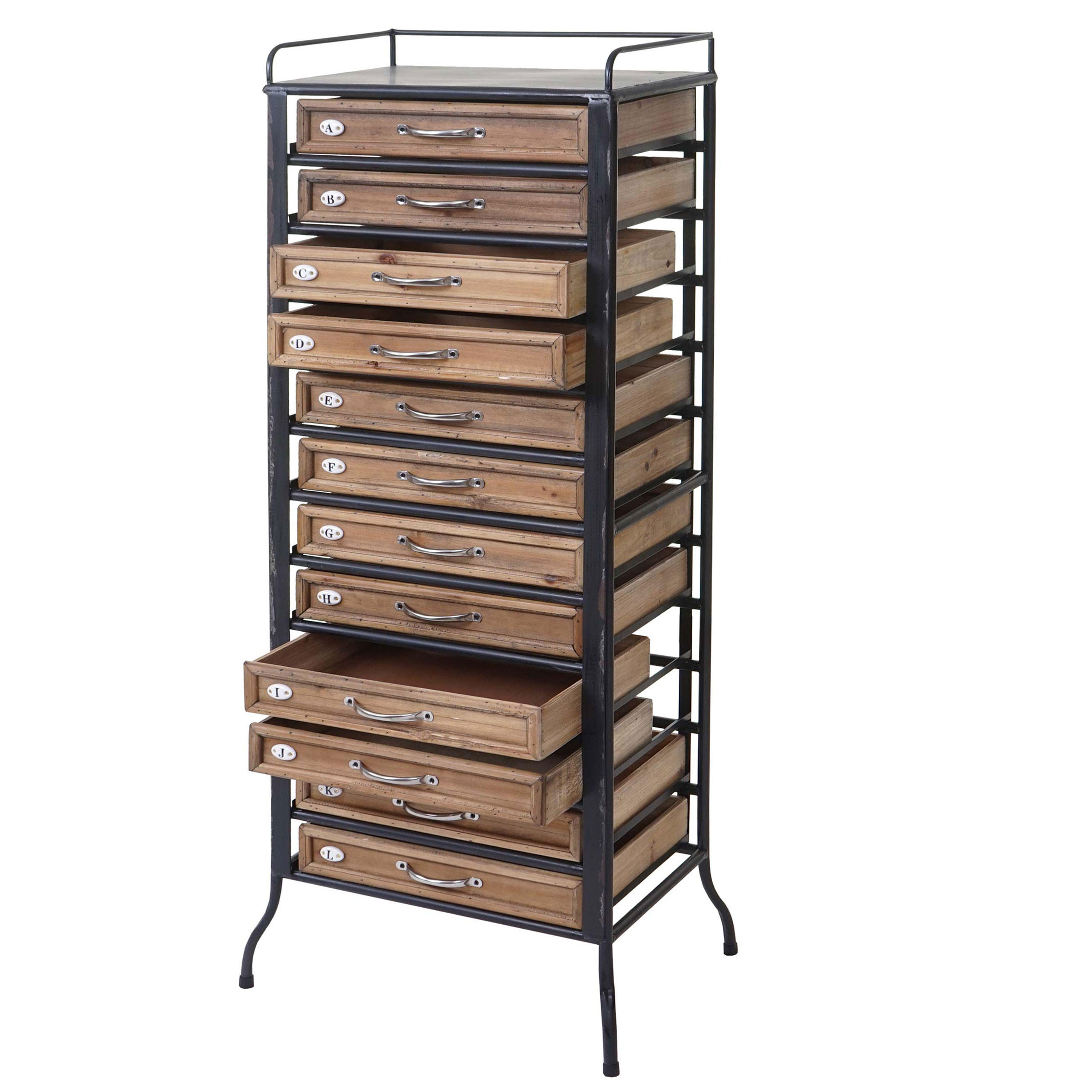 APOTHEKER-SCHRANK Braun, Schwarz - Schwarz/Braun, Holz (55/129/38cm) - MCW