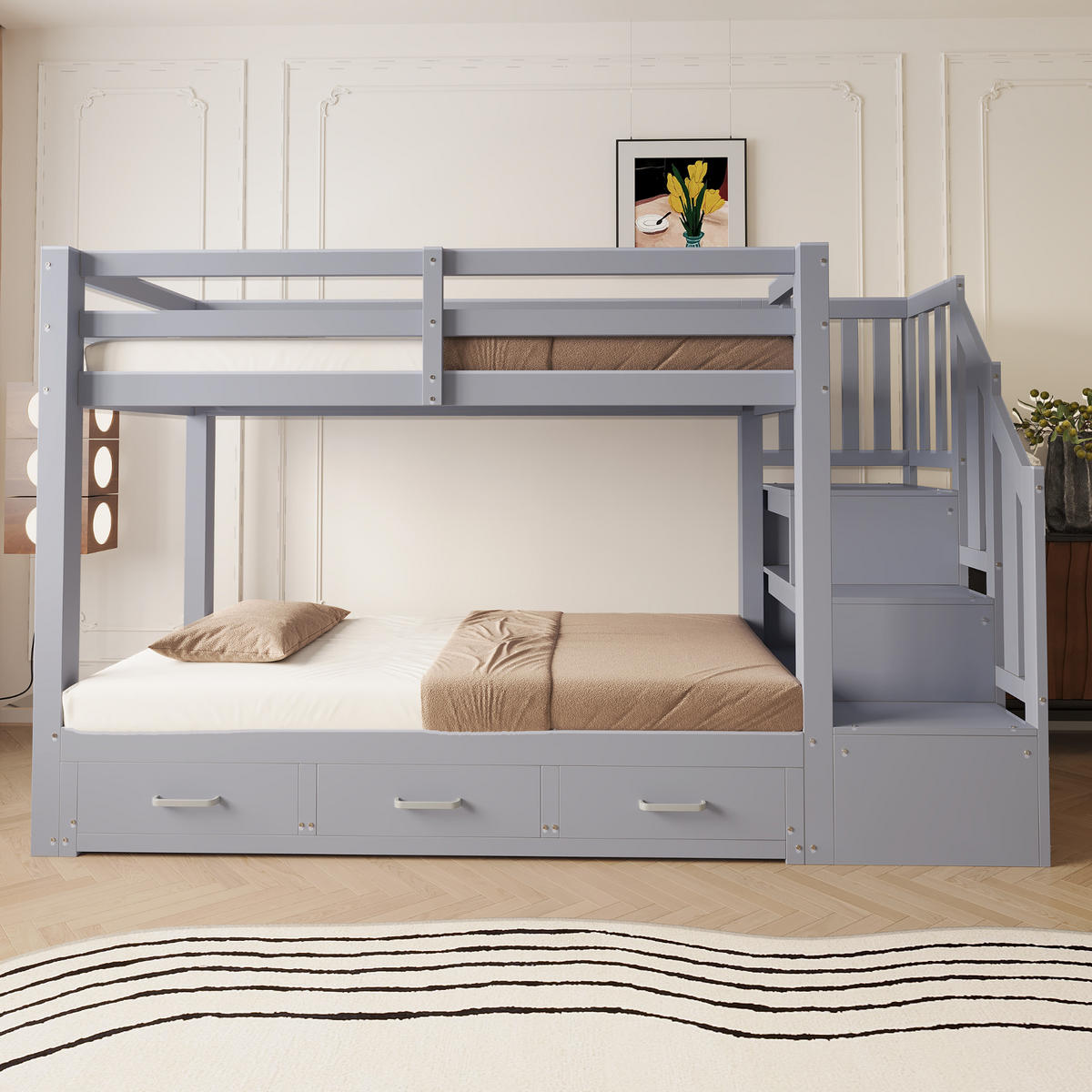 ETAGENBETT Jugend Grau - Grau, Holz (90/200cm) - ComfortXL