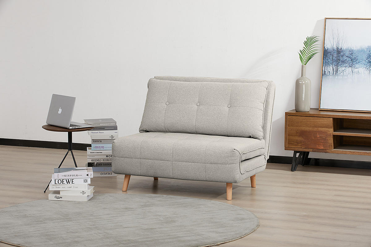 SCHLAFSESSEL - Kiefer, Grau, 102/81/87 cm - Buchefarben/Hellgrau, Holz/Buchenholz (102/81/87cm) - home24