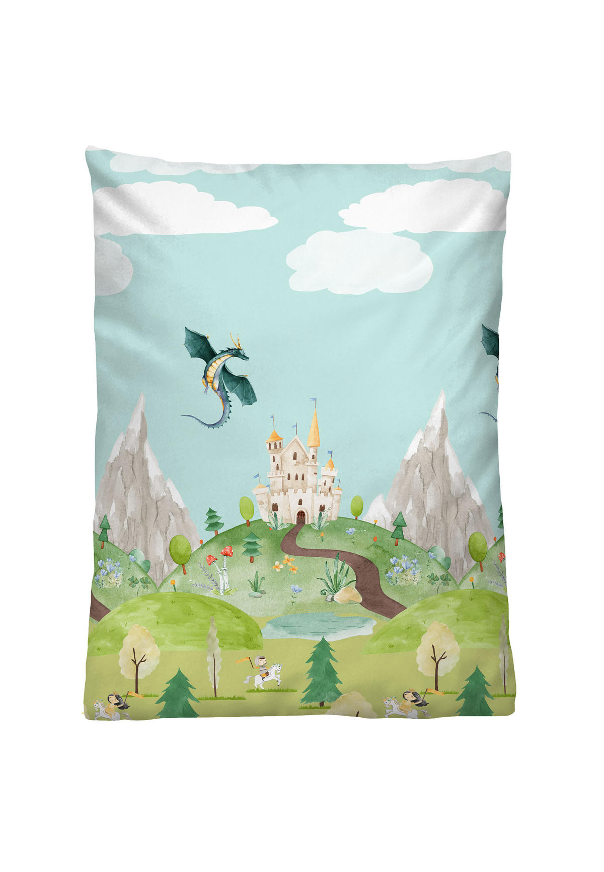 BETTWÄSCHE-GARNITUR Linon Ritterburg pistaziengrün, 100x135 cm + 40x60 cm - Hellgrün, Textil (100/135cm) - biberna
