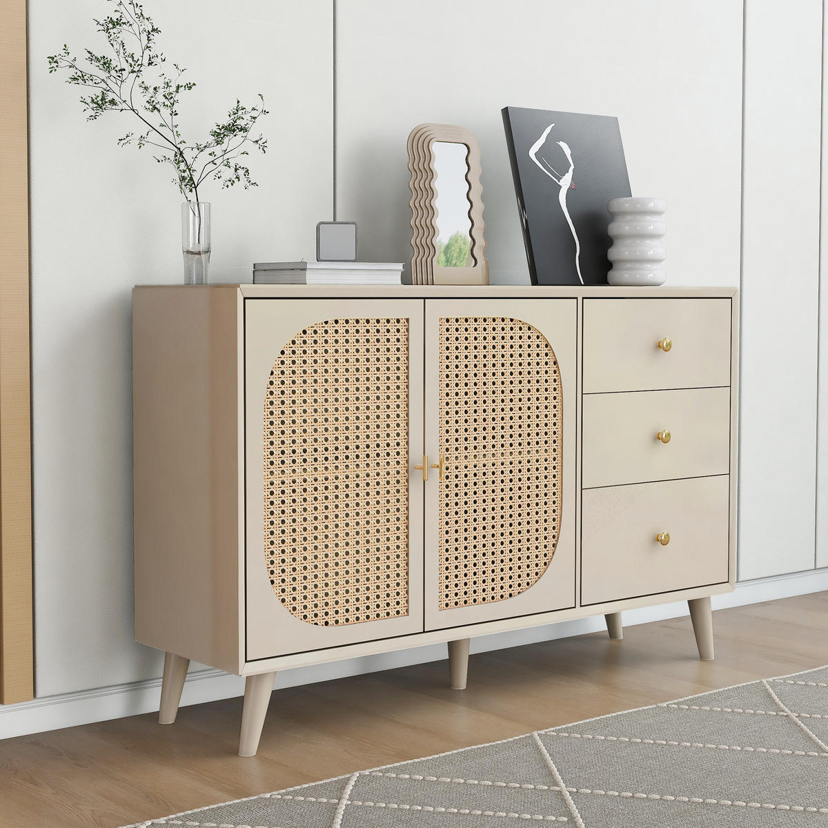 SIDEBOARD 120/40/82,5 cm offwhite aus Spanplatte mit Stauraum - Weiß, Holzwerkstoff (120/82.5/40cm) - OKWISH