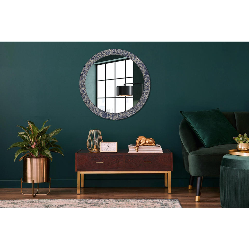 Thumbnail - Wallfluent Spiegel, Dunkelblau, Glas, Rund, 80x80x0.4 cm, Spiegel, Wandspiegel