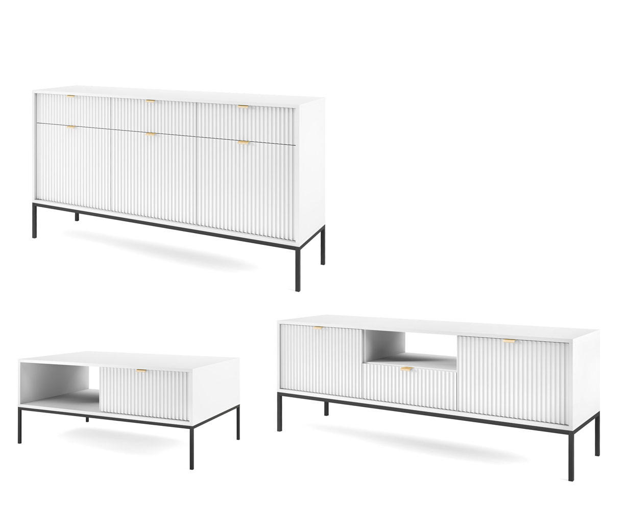 Feldmann-Wohnen Wohnzimmer-Set Weiß 308x83x68 cm